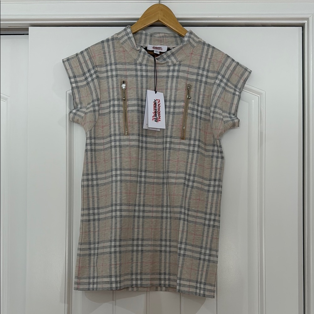 Vivienne Westwood for Burberry Plaid Short Sleeve Top- Size Small